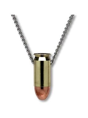 45 caliber bullet necklace hand polished brass copper finish 24" inch neck chain
